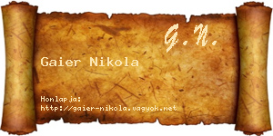 Gaier Nikola névjegykártya